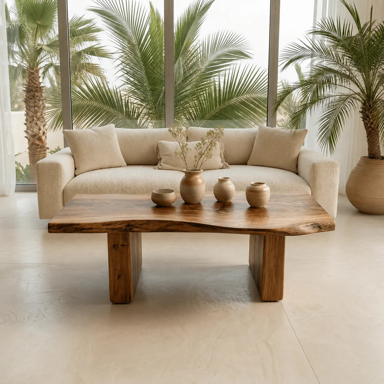 Organic Live Edge Coffee Table with Thick Slab Top in Natural Solid Wood - Elitegemse - View 11