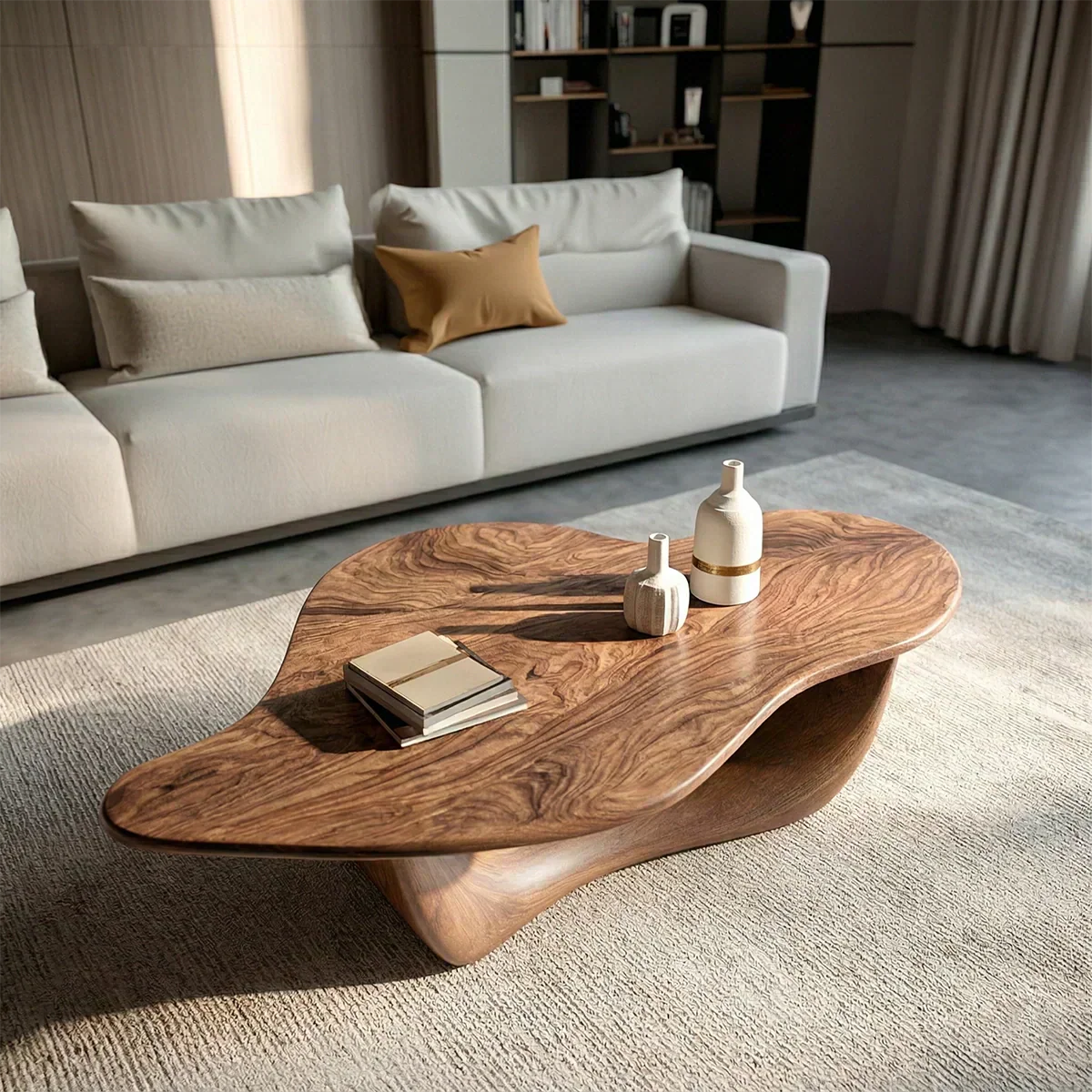 Organic Loop Sculptural Coffee Table in Natural Solid Wood - Elitegemse - View 2