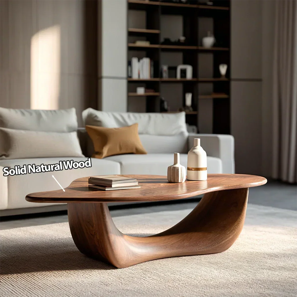 Organic Loop Sculptural Coffee Table in Natural Solid Wood - Elitegemse - View 4