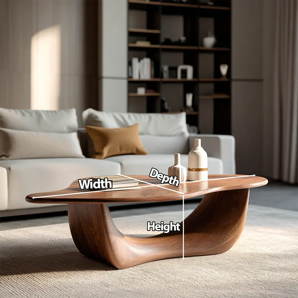 Organic Loop Sculptural Coffee Table in Natural Solid Wood - Elitegemse - View 5