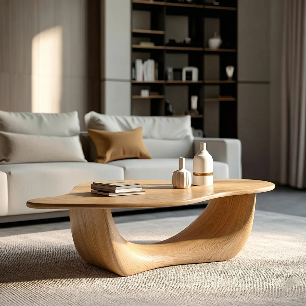 Organic Loop Sculptural Coffee Table in Natural Solid Wood - Elitegemse - View 7