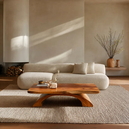 Organic Modern Sculptural Arch Base Coffee Table in Natural Solid Wood - Elitegemse - View 10