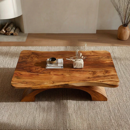 Organic Modern Sculptural Arch Base Coffee Table in Natural Solid Wood - Elitegemse - View 2