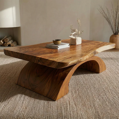 Organic Modern Sculptural Arch Base Coffee Table in Natural Solid Wood - Elitegemse - View 3