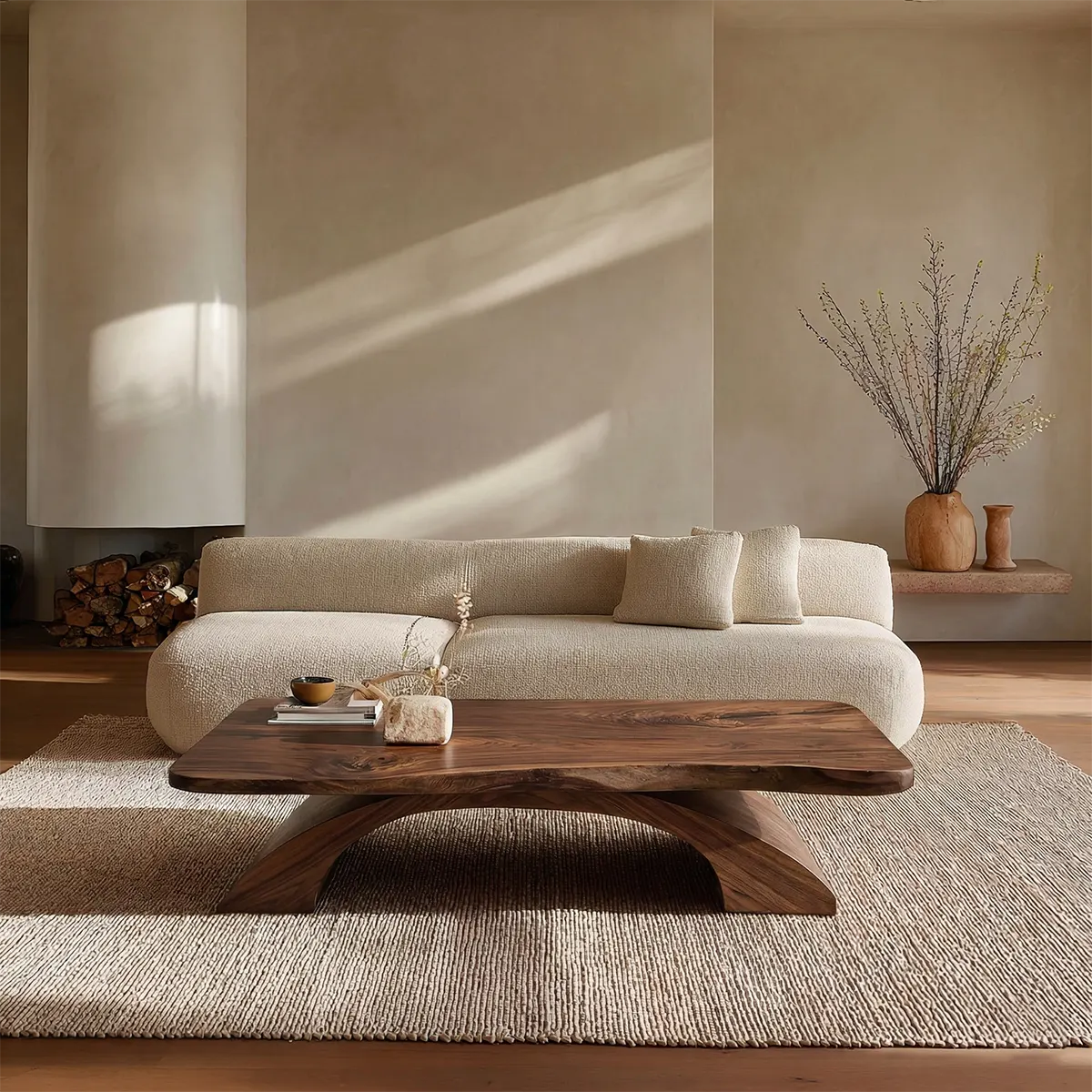 Organic Modern Sculptural Arch Base Coffee Table in Natural Solid Wood - Elitegemse - View 6