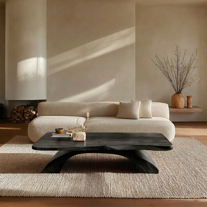 Organic Modern Sculptural Arch Base Coffee Table in Natural Solid Wood - Elitegemse - View 8