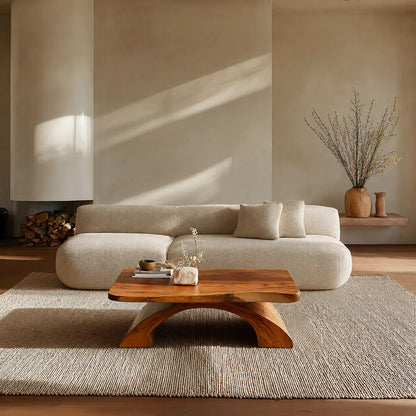 Organic Modern Sculptural Arch Base Coffee Table in Natural Solid Wood - Elitegemse - View 9