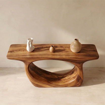 Organic Modern Solid Wood Console Table with Sculptural Curved Form - Elitegemse - View 2