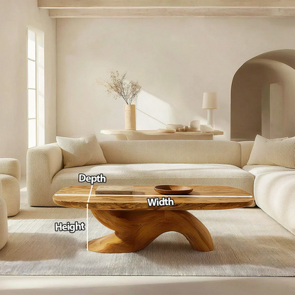 Organic Sculptural Pedestal Coffee Table in Natural Solid Wood - Elitegemse - View 5