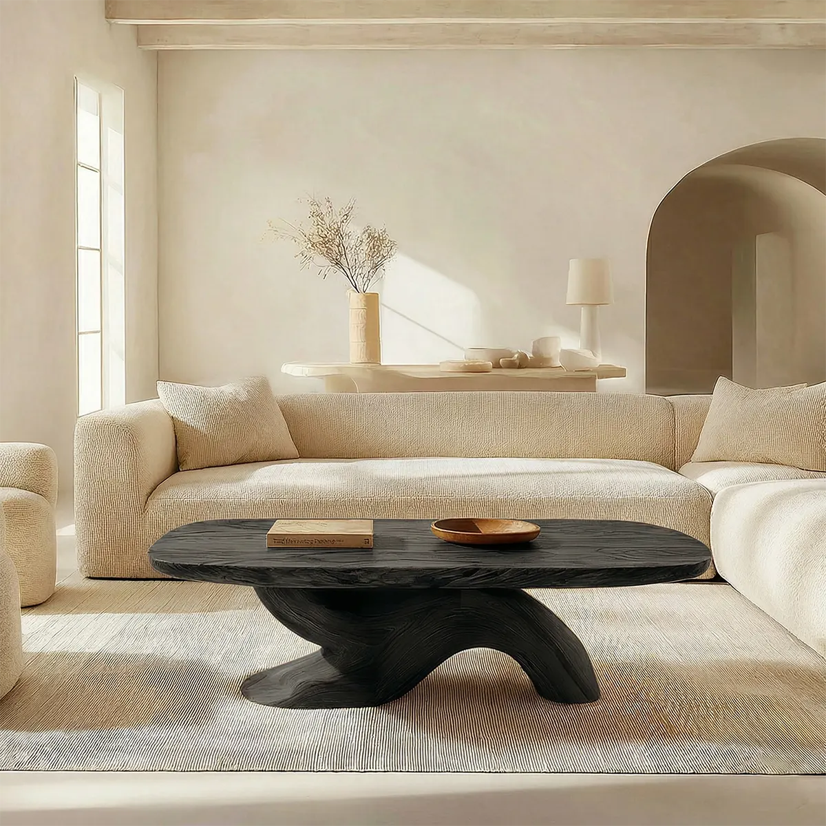 Organic Sculptural Pedestal Coffee Table in Natural Solid Wood - Elitegemse - View 8