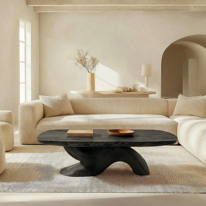 Organic Sculptural Pedestal Coffee Table in Natural Solid Wood - Elitegemse - View 8