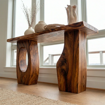 Organic Sculptural Solid Wood Console Table for Entryway Decor - Elitegemse - View 5