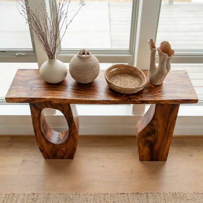 Organic Sculptural Solid Wood Console Table for Entryway Decor - Elitegemse - View 6