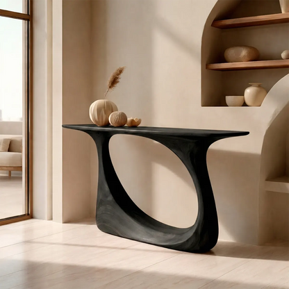 Organic Sculptural Solid Wood Console Table with Curved Artistic Base - Elitegemse - View 7