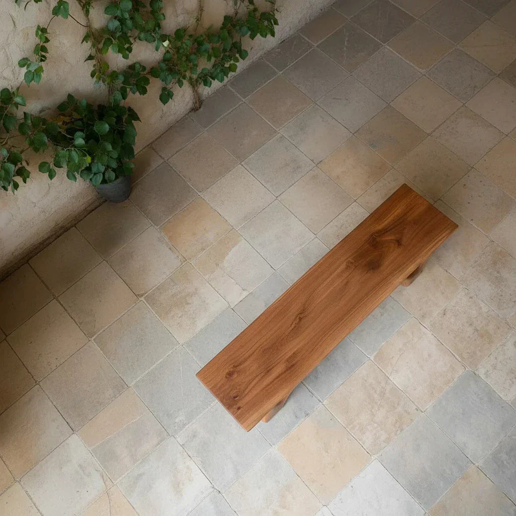 Sculpted Arch-Base Solid Wood Bench – Modern Fluid Silhouette - Elitegemse - View 4