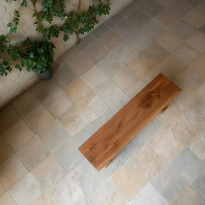 Sculpted Arch-Base Solid Wood Bench – Modern Fluid Silhouette - Elitegemse - View 4
