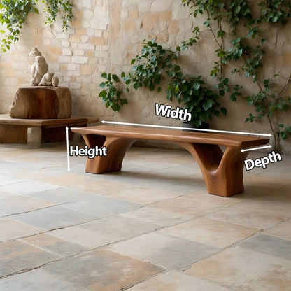 Sculpted Arch-Base Solid Wood Bench – Modern Fluid Silhouette - Elitegemse - View 6
