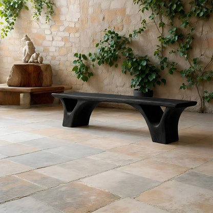 Sculpted Arch-Base Solid Wood Bench – Modern Fluid Silhouette - Elitegemse - View 9