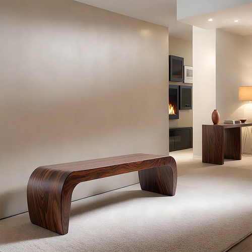 Sculpted Curved Bench in Natural Solid Wood – Modern Arc Edition - Elitegemse
