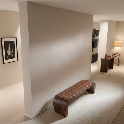 Sculpted Curved Bench in Natural Solid Wood – Modern Arc Edition - Elitegemse - View 3