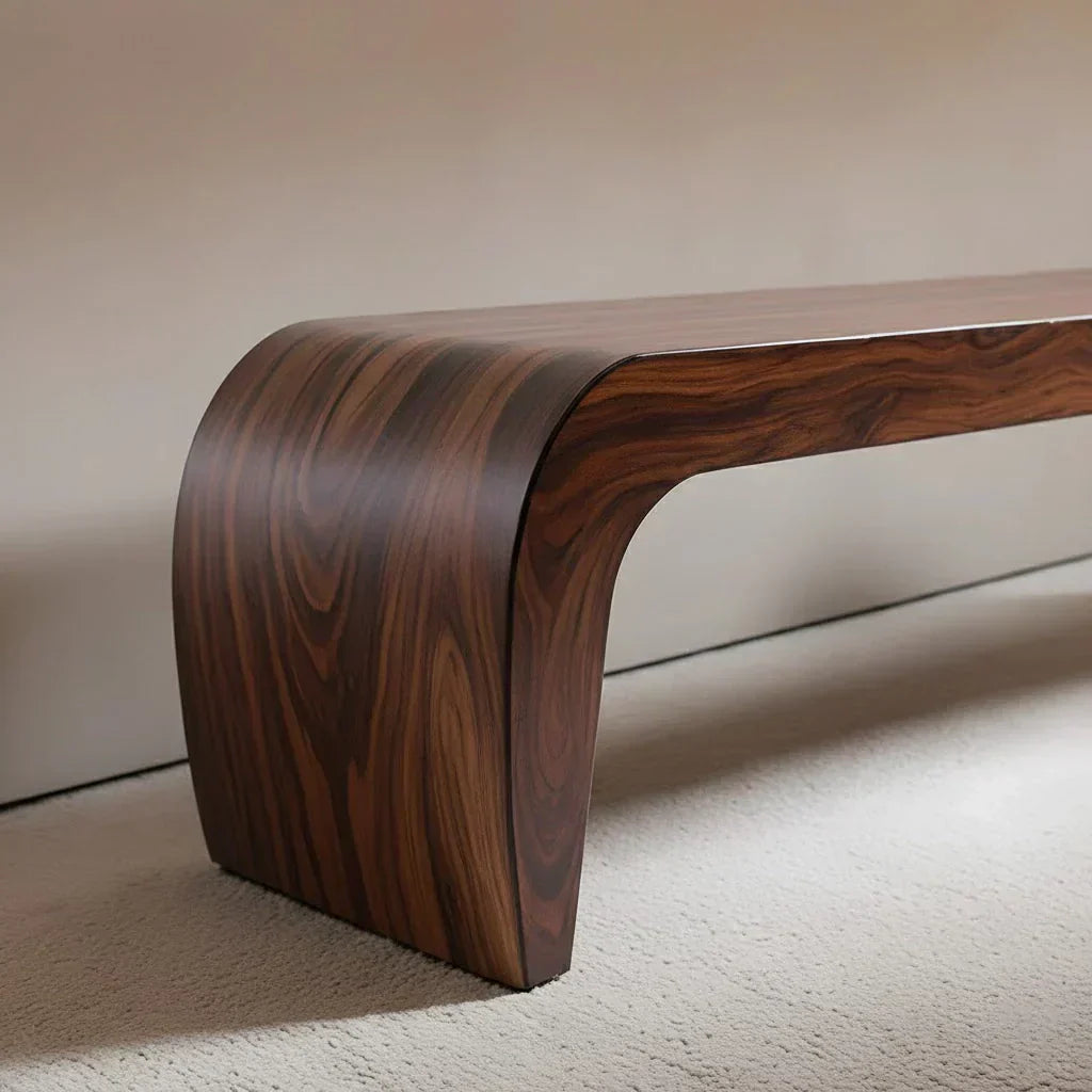 Sculpted Curved Bench in Natural Solid Wood – Modern Arc Edition - Elitegemse - View 5