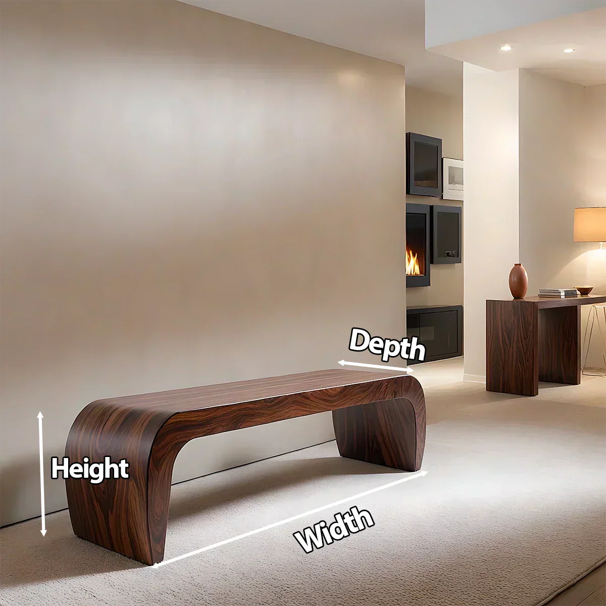 Sculpted Curved Bench in Natural Solid Wood – Modern Arc Edition - Elitegemse - View 6