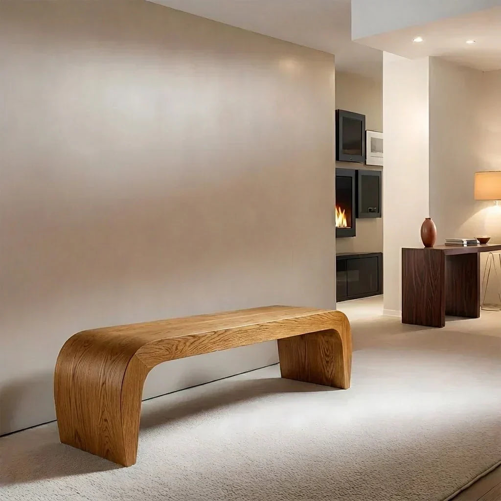 Sculpted Curved Bench in Natural Solid Wood – Modern Arc Edition - Elitegemse - View 7