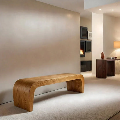 Sculpted Curved Bench in Natural Solid Wood – Modern Arc Edition - Elitegemse - View 7