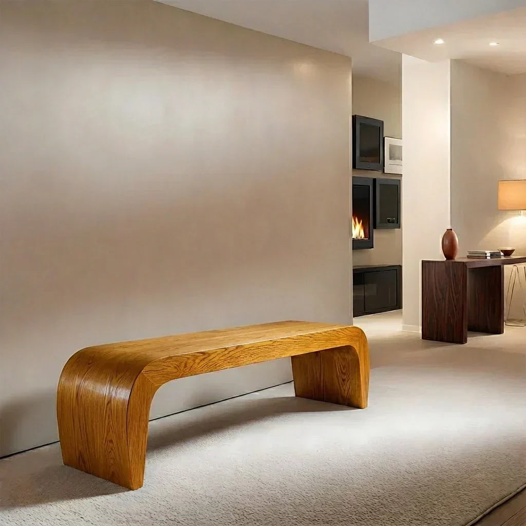 Sculpted Curved Bench in Natural Solid Wood – Modern Arc Edition - Elitegemse - View 8
