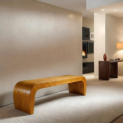 Sculpted Curved Bench in Natural Solid Wood – Modern Arc Edition - Elitegemse - View 8