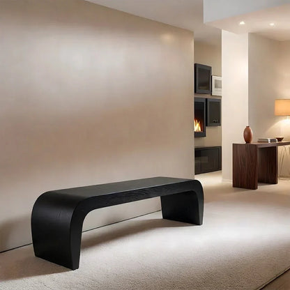 Sculpted Curved Bench in Natural Solid Wood – Modern Arc Edition - Elitegemse - View 9