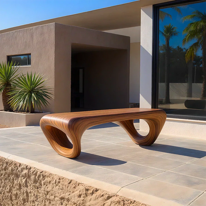 Sculpted Loop Bench in Natural Solid Wood - Elitegemse