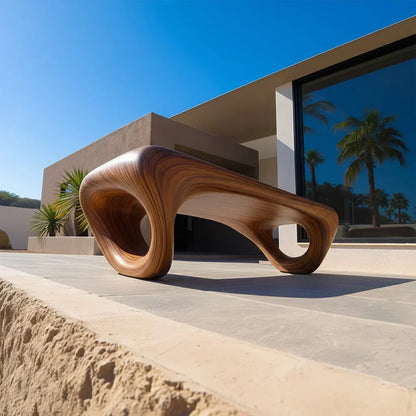 Sculpted Loop Bench in Natural Solid Wood - Elitegemse - View 3