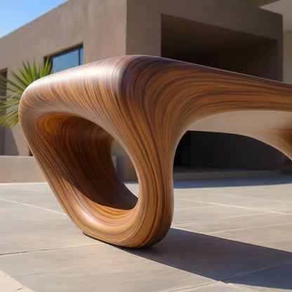 Sculpted Loop Bench in Natural Solid Wood - Elitegemse - View 4