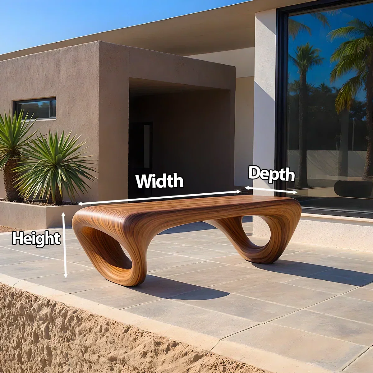 Sculpted Loop Bench in Natural Solid Wood - Elitegemse - View 5