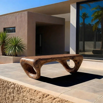 Sculpted Loop Bench in Natural Solid Wood - Elitegemse - View 6