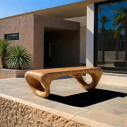 Sculpted Loop Bench in Natural Solid Wood - Elitegemse - View 7