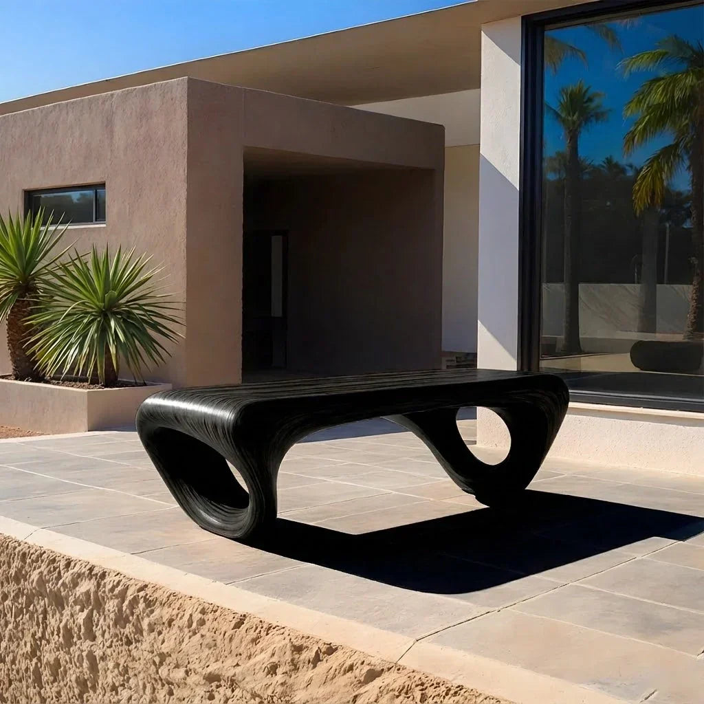 Sculpted Loop Bench in Natural Solid Wood - Elitegemse - View 8