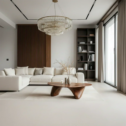 Sculpted Solid Wood Coffee Table – Soft Curved Base & Minimalist Form - Elitegemse - View 2