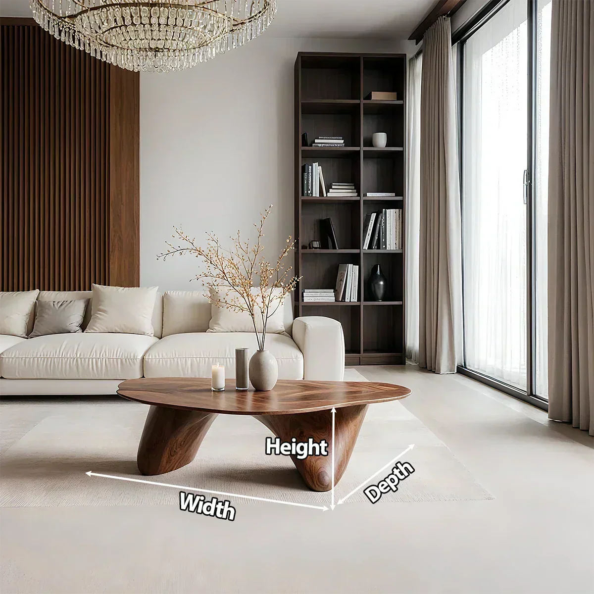 Sculpted Solid Wood Coffee Table – Soft Curved Base & Minimalist Form - Elitegemse - View 6