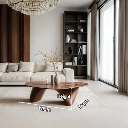 Sculpted Solid Wood Coffee Table – Soft Curved Base & Minimalist Form - Elitegemse - View 6