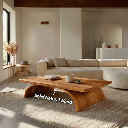 Sculptural Arch Base Coffee Table in Organic Modern Natural Solid Wood - Elitegemse - View 5
