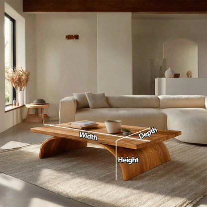 Sculptural Arch Base Coffee Table in Organic Modern Natural Solid Wood - Elitegemse - View 6