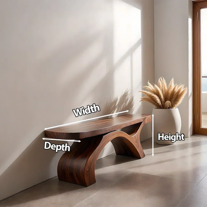 Sculptural Curved Solid Wood Bench – Modern Organic Form - Elitegemse - View 6