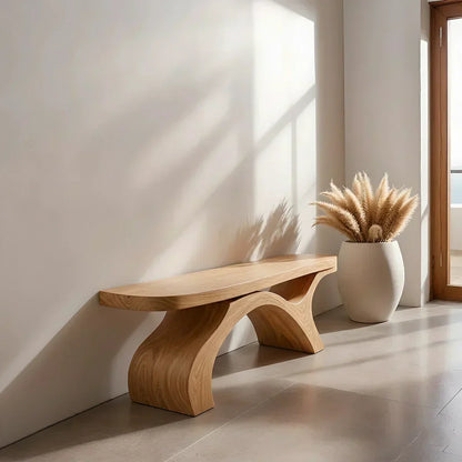 Sculptural Curved Solid Wood Bench – Modern Organic Form - Elitegemse - View 8
