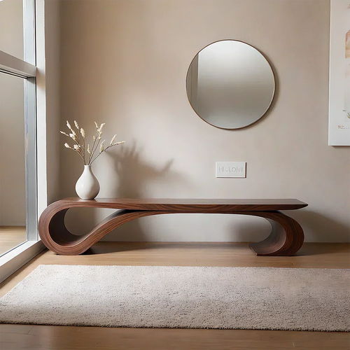 Sculptural Curved Solid Wood Bench – Waveflow Edition - Elitegemse