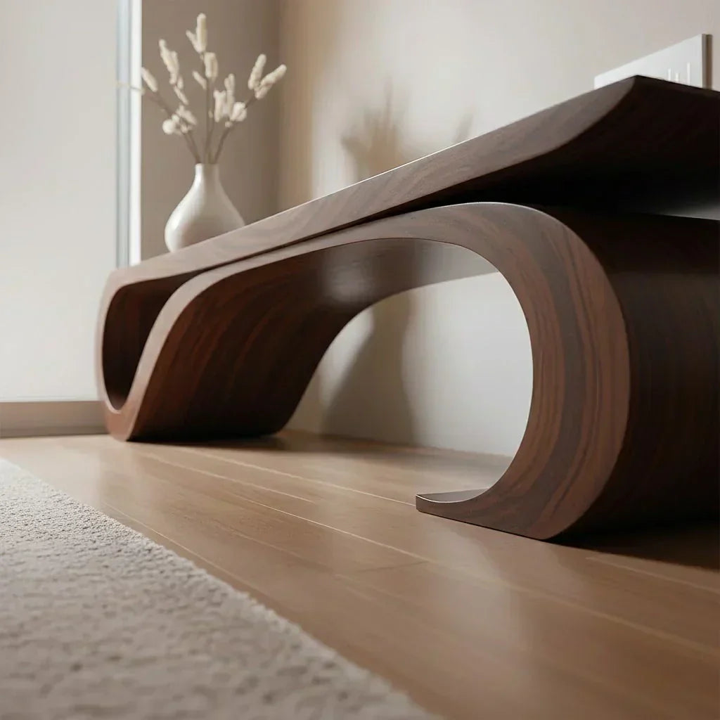Sculptural Curved Solid Wood Bench – Waveflow Edition - Elitegemse - View 4