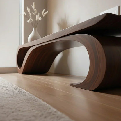 Sculptural Curved Solid Wood Bench – Waveflow Edition - Elitegemse - View 4
