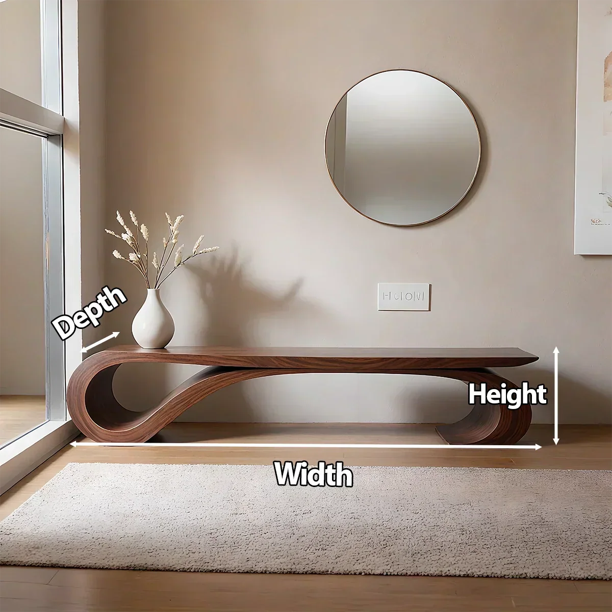Sculptural Curved Solid Wood Bench – Waveflow Edition - Elitegemse - View 5