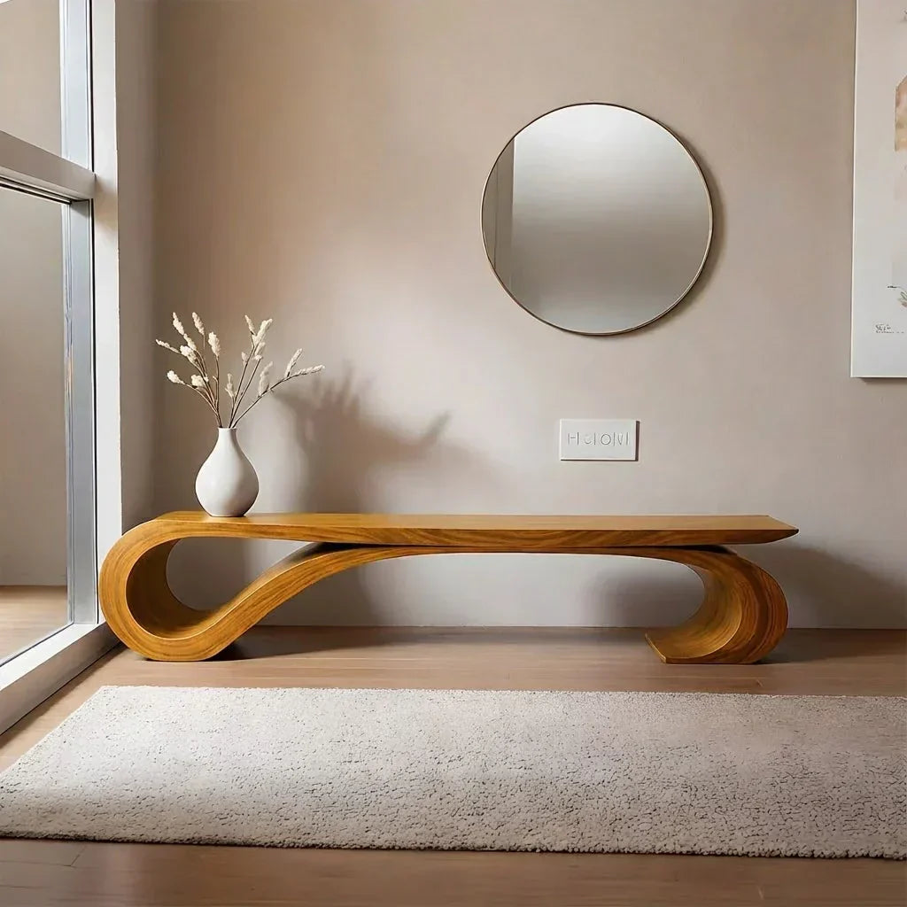 Sculptural Curved Solid Wood Bench – Waveflow Edition - Elitegemse - View 6